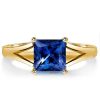 Princess Cut Blue Sapphire Engagement Ring in 925 Sterling Silver