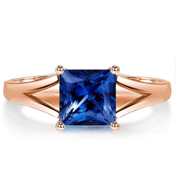 Princess Cut Blue Sapphire Engagement Ring in 925 Sterling Silver