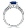 Princess Cut Blue Sapphire Engagement Ring in 925 Sterling Silver