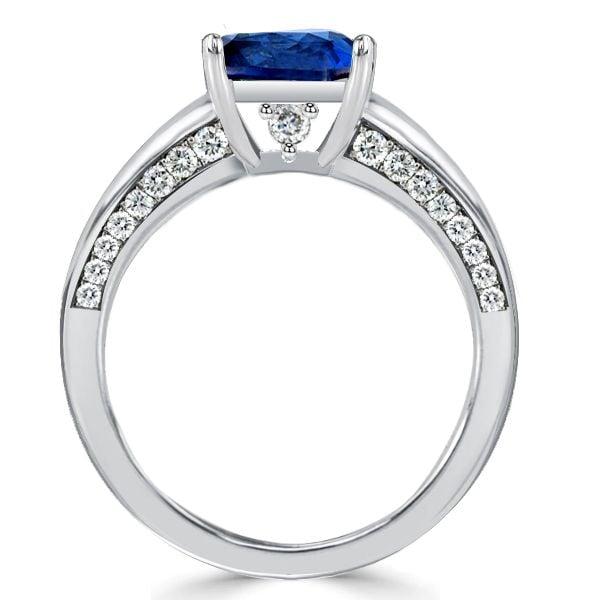Princess Cut Blue Sapphire Engagement Ring in 925 Sterling Silver