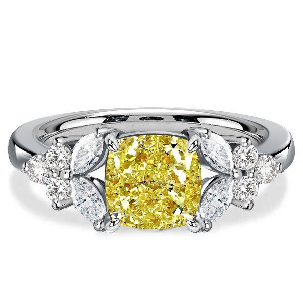 Yellow Topaz Engagement Ring - Cushion Cut Sterling Silver