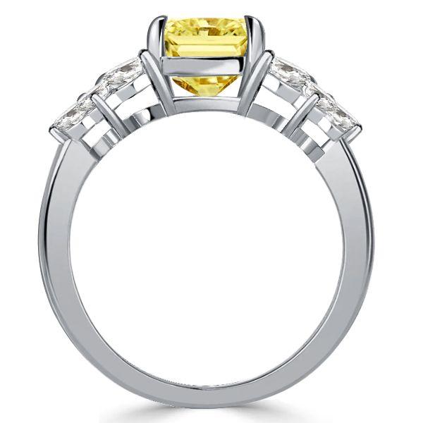 Yellow Topaz Engagement Ring - Cushion Cut Sterling Silver