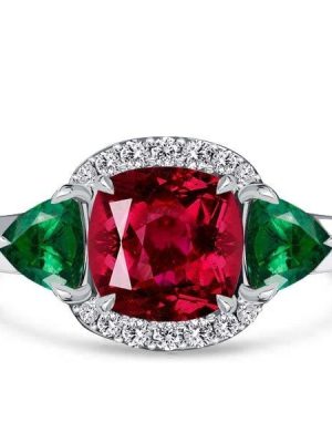 Cushion Cut Ruby Engagement Ring in 925 Sterling Silver