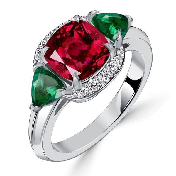 Cushion Cut Ruby Engagement Ring in 925 Sterling Silver