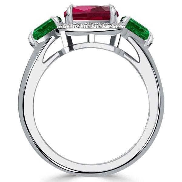 Cushion Cut Ruby Engagement Ring in 925 Sterling Silver