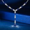 Blue Sapphire Milgrain Y Necklace in Sterling Silver - 1.32 CT. TW