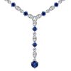 Blue Sapphire Milgrain Y Necklace in Sterling Silver - 1.32 CT. TW
