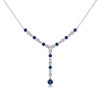 Blue Sapphire Milgrain Y Necklace in Sterling Silver - 1.32 CT. TW