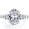 Oval Cut Sterling Silver Engagement Ring with Pear Side Stones (5 Carat Center Stone)