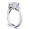 Oval Cut Sterling Silver Engagement Ring with Pear Side Stones (5 Carat Center Stone)