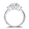 Oval Cut Sterling Silver Engagement Ring with Pear Side Stones (5 Carat Center Stone)