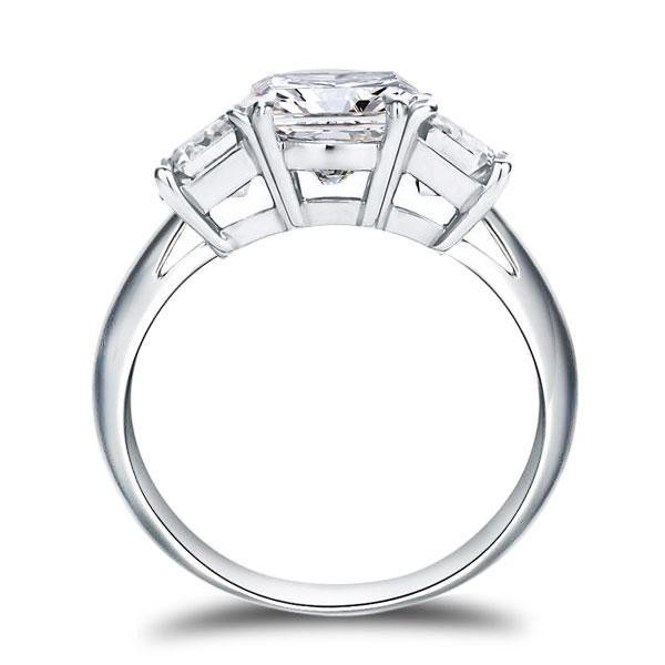 Oval Cut Sterling Silver Engagement Ring with Pear Side Stones (5 Carat Center Stone)