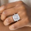 Princess Cut Hidden Halo Engagement Ring in Rhodium-Plated Sterling Silver