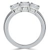 3 Stone Cushion Cut Sterling Silver Engagement Ring - Classic Style