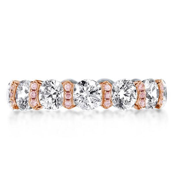 Two-Tone Pink Sapphire Eternity Wedding Band - Sterling Silver