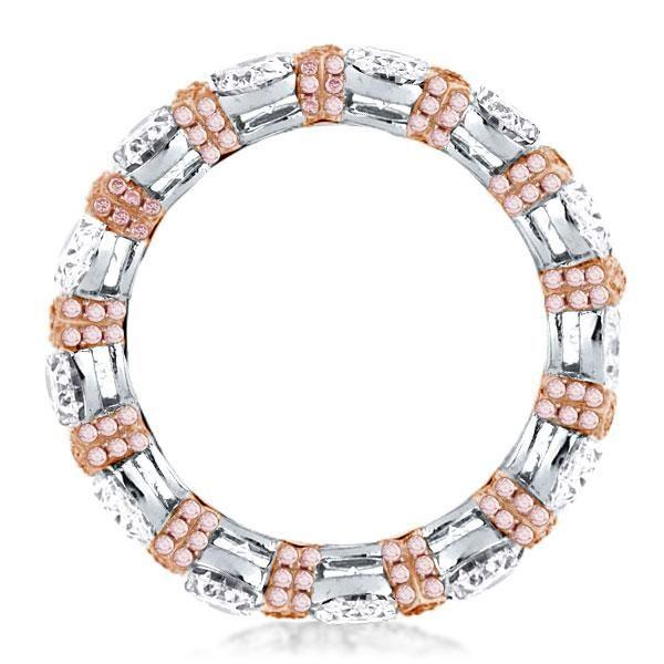 Two-Tone Pink Sapphire Eternity Wedding Band - Sterling Silver
