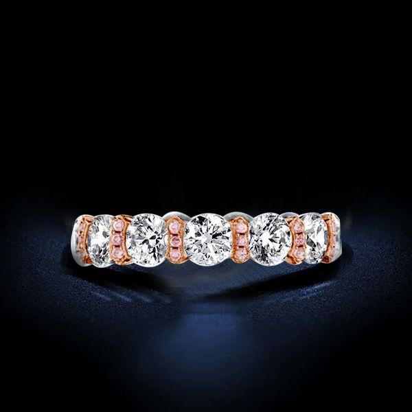 Two-Tone Pink Sapphire Eternity Wedding Band - Sterling Silver