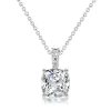 White Sapphire Cushion Pendant Necklace for Women in Sterling Silver