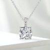 White Sapphire Cushion Pendant Necklace for Women in Sterling Silver