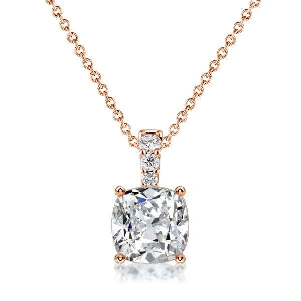 White Sapphire Cushion Pendant Necklace for Women in Sterling Silver