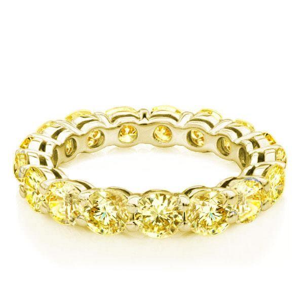 18K Gold Plated Sterling Silver Yellow Gemstone Eternity Band Ring