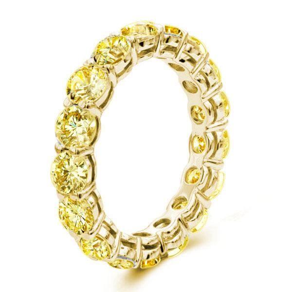 18K Gold Plated Sterling Silver Yellow Gemstone Eternity Band Ring