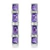 Baguette Amethyst Hoop Earrings in Sterling Silver