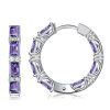 Baguette Amethyst Hoop Earrings in Sterling Silver