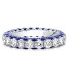 Eternity White & Blue Round Gemstone Wedding Band in 925 Sterling Silver