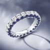 Eternity White & Blue Round Gemstone Wedding Band in 925 Sterling Silver