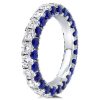 Eternity White & Blue Round Gemstone Wedding Band in 925 Sterling Silver