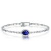 Oval Cut Blue Sapphire Tennis Bracelet | 3.52 CTW Sterling Silver