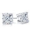 Asscher Cut White Sapphire Stud Earrings in Sterling Silver - Classic & Affordable