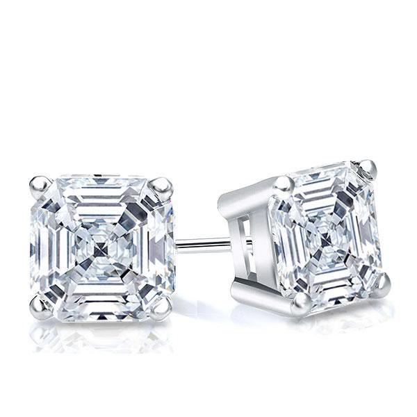 Asscher Cut White Sapphire Stud Earrings in Sterling Silver - Classic & Affordable