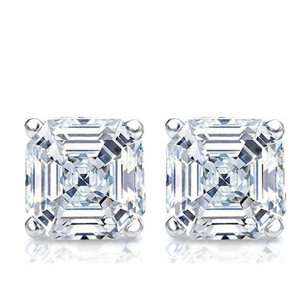 Asscher Cut White Sapphire Stud Earrings in Sterling Silver - Classic & Affordable