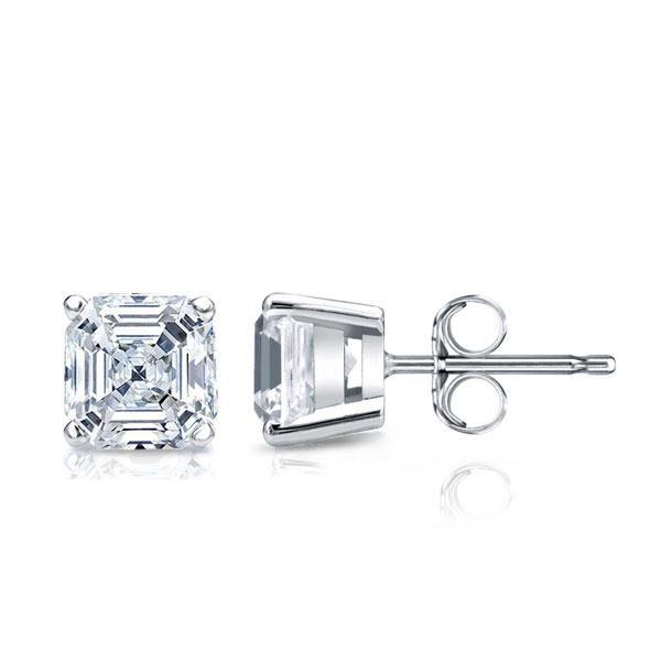 Asscher Cut White Sapphire Stud Earrings in Sterling Silver - Classic & Affordable