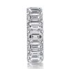 Emerald & White Sapphire Eternity Wedding Band - Sterling Silver Double Prong Ring