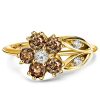 Floral Engagement Ring with Golden Champagne Sapphire in 18K Gold Plated Sterling Silver