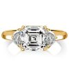 Asscher Cut White Sapphire Three Stone Ring in Sterling Silver
