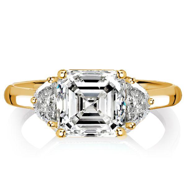 Asscher Cut White Sapphire Three Stone Ring in Sterling Silver
