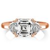 Asscher Cut White Sapphire Three Stone Ring in Sterling Silver