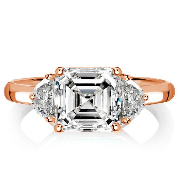 Asscher Cut White Sapphire Three Stone Ring in Sterling Silver