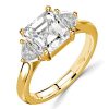 Asscher Cut White Sapphire Three Stone Ring in Sterling Silver