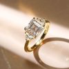 Asscher Cut White Sapphire Three Stone Ring in Sterling Silver