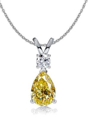 Teardrop Yellow Topaz Necklace - Sterling Silver Pendant (16-22 inch Chain)