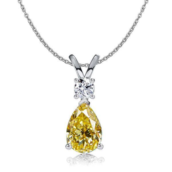 Teardrop Yellow Topaz Necklace - Sterling Silver Pendant (16-22 inch Chain)