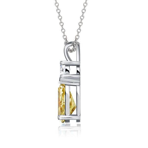 Teardrop Yellow Topaz Necklace - Sterling Silver Pendant (16-22 inch Chain)