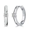 Sterling Silver Huggie Earrings with White Sapphire - Classic & Delicate
