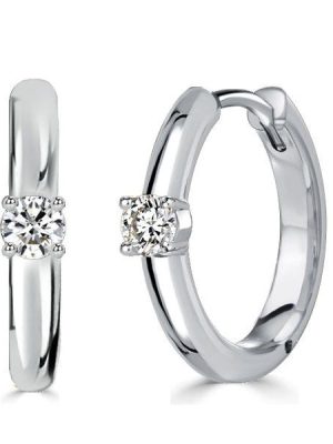 Sterling Silver Huggie Earrings with White Sapphire - Classic & Delicate