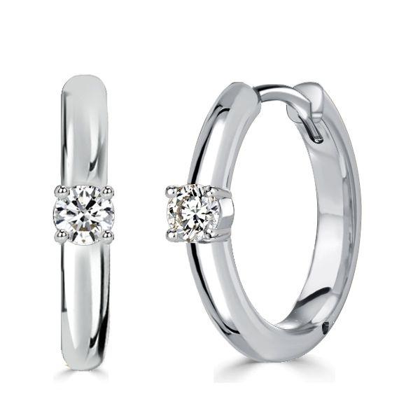 Sterling Silver Huggie Earrings with White Sapphire - Classic & Delicate